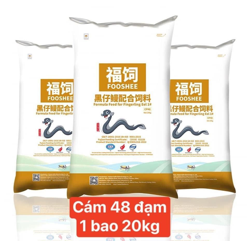 Cám cá chình Fooshee 48 đạm lẽ 1kg cho lươn bột, chạch lấu