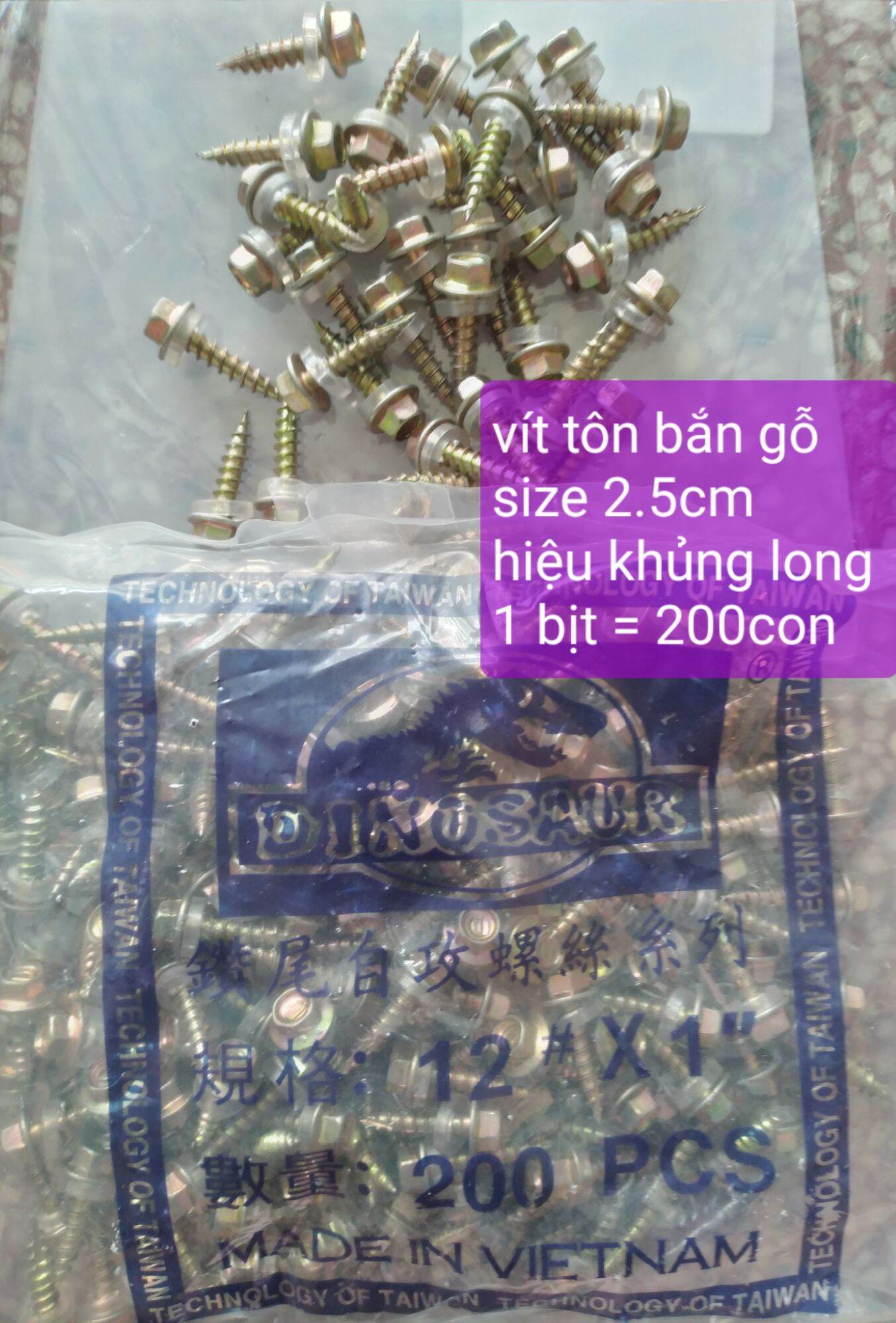 vít bắn tôn sắt và gỗ size 2.5cm hiệu khủng long