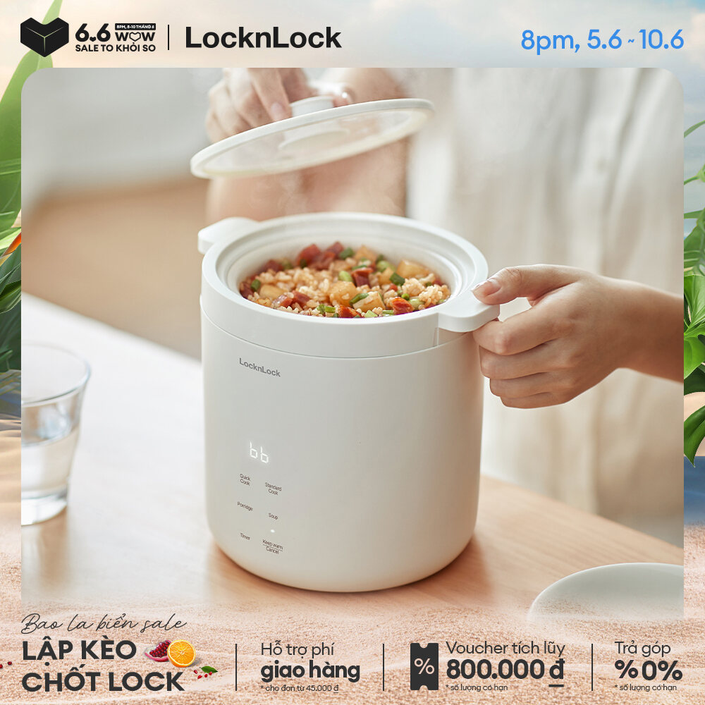 Nồi cơm điện mini Lock&amp;Lock Bianco mini rice cooker Màu ngà EJR314IVY đa chức năng giữ ấm hẹn giờ phủ men sứ