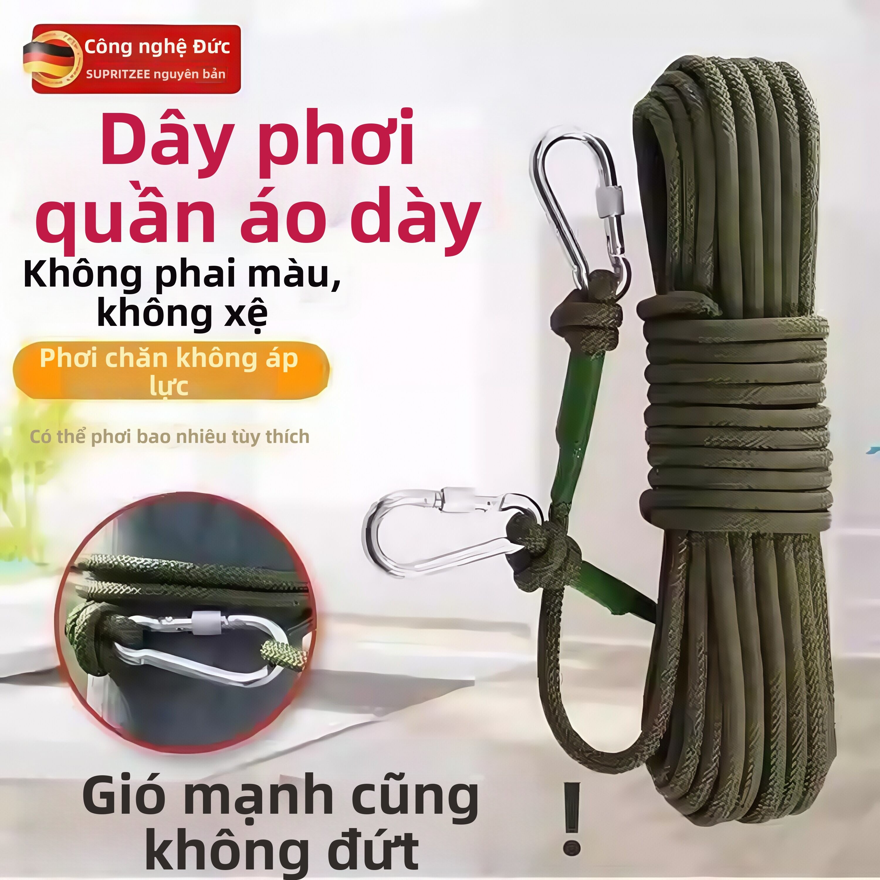 UV-Resistant and Durable Nylon-Steel Wire Rope for Drying Clothes and Nets Anti-Slip Outdoor Giá 203,000 Đồng*Miễn phí vận chuyển