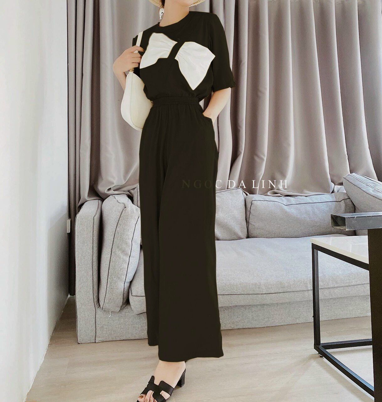 Set Bộ lụa mango phối nơ ngực hot chất lụa mango - set bộ cho nữ free size 40-60kg