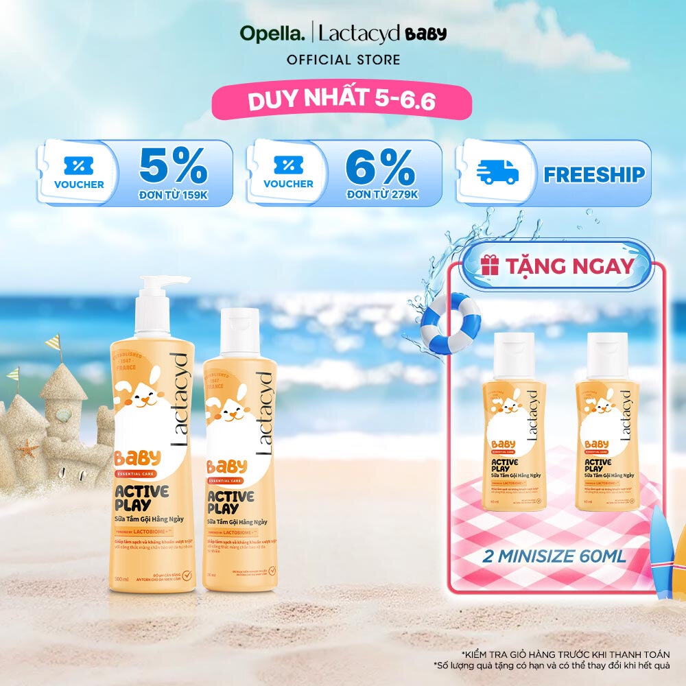 Bộ sản phẩm Sữa Tắm Gội Trẻ em Lactacyd Baby Active Play 500ml +1 Lactacyd Baby Active Play 250ml