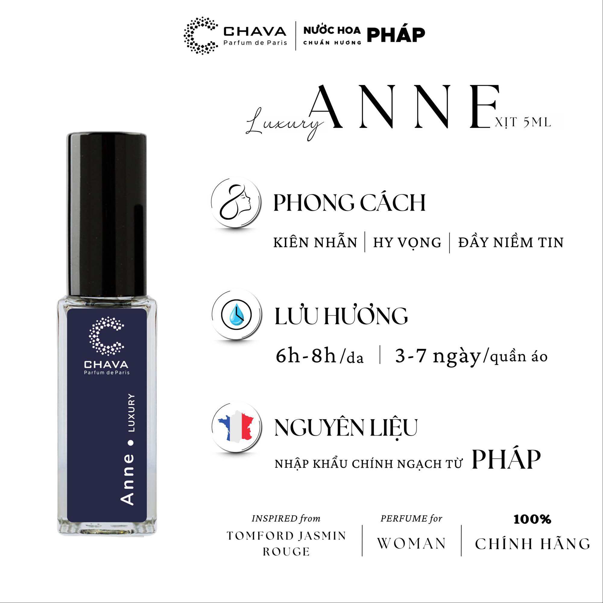 NƯỚC HOA MINI LUXURY ANNE 5ML - CHAVA