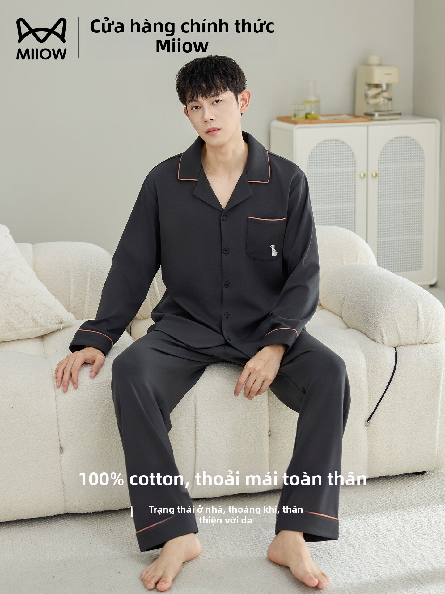 [MiiOW | Men Cotton Long Sleeve Notch Collar All-Season Loungewear Set,MiiOW | Men Cotton Long Sleeve Notch Collar All-Season Loungewear Set,] Giá 697,000 Đồng*Miễn phí vận chuyển