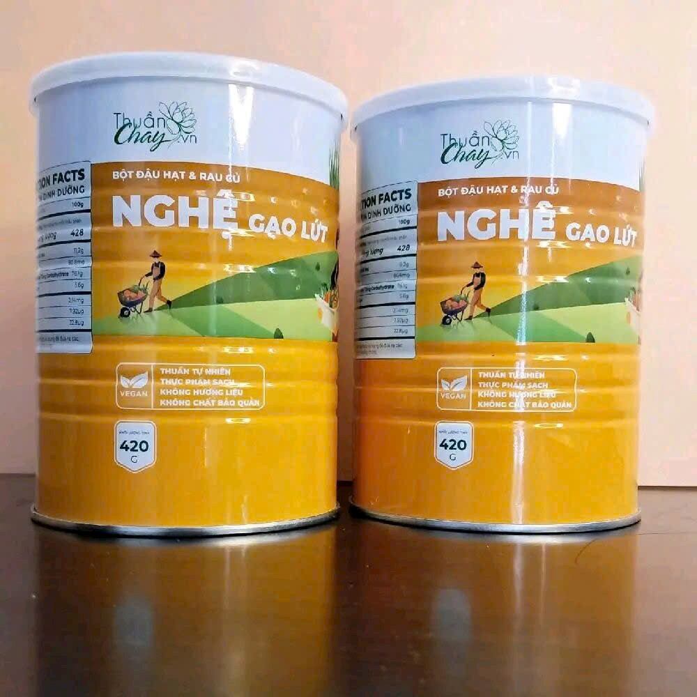 Compo 2 lon Sữa Nghệ Gạo Lức Thuần Chay 420g - hỗ trợ bao tử dạ dày khỏe mạnh - tặng bàn chải than tre