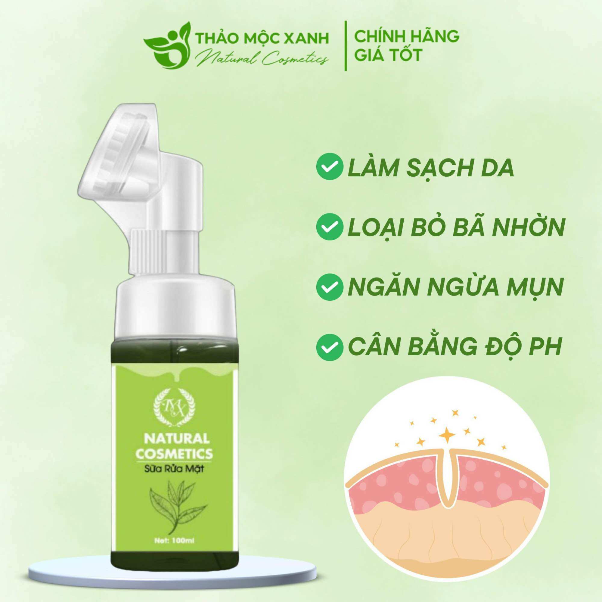 Sữa Rửa Mặt Tạo Bọt Thảo Mộc Xanh 100ml