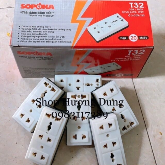Ổ cắm 3 cửa t32 sopoka