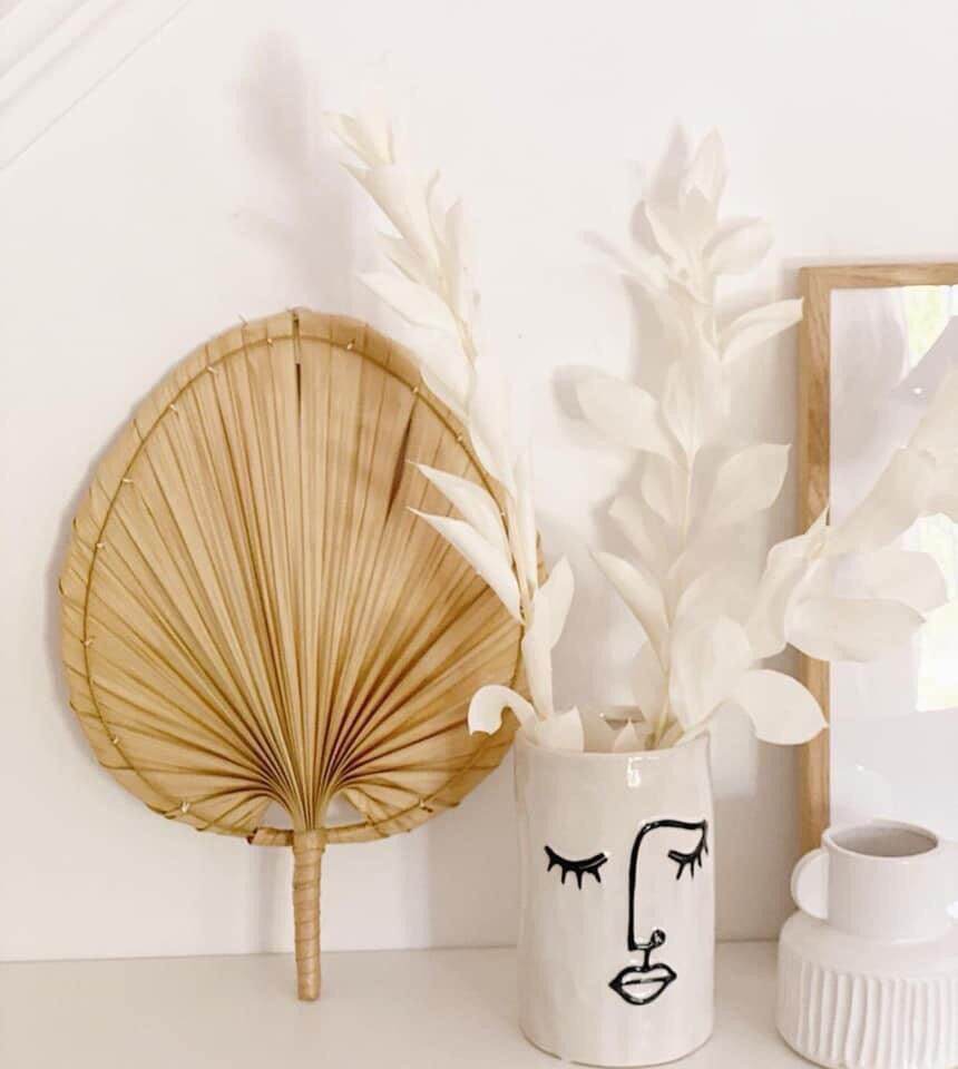 Quạt lá cọ trang trí, decor