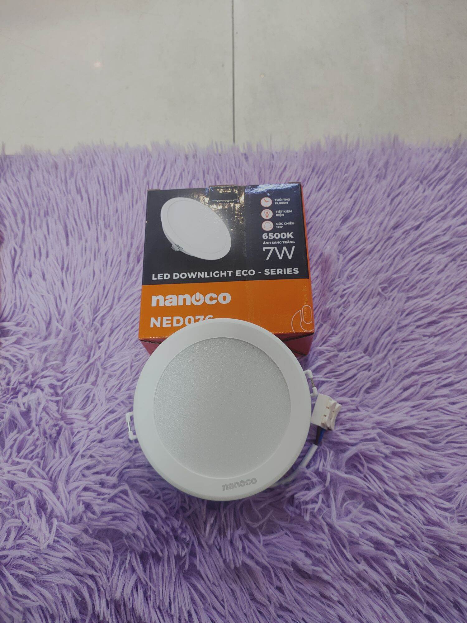 Đèn led âm trần Nanoco d90-7w 1 màu _3 màu