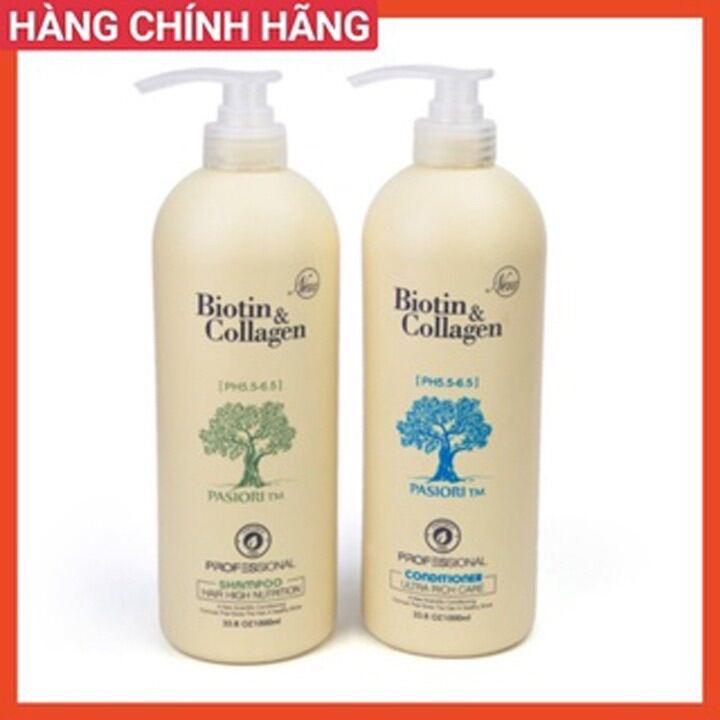 Cặp Gội Xả Biotin Collagen Trắng 1000ml | Chống Rụng Tóc Kích Mọc Tóc Phục Hồi Tóc Khô Xơ Mẫu Mới Nh