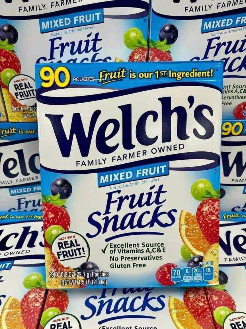 Hộp 90 Gói Kẹo Dẻo Trái Cây Welch’s Mixed Fruit - Fruit Snacks Của Mỹ - Date 04/2025