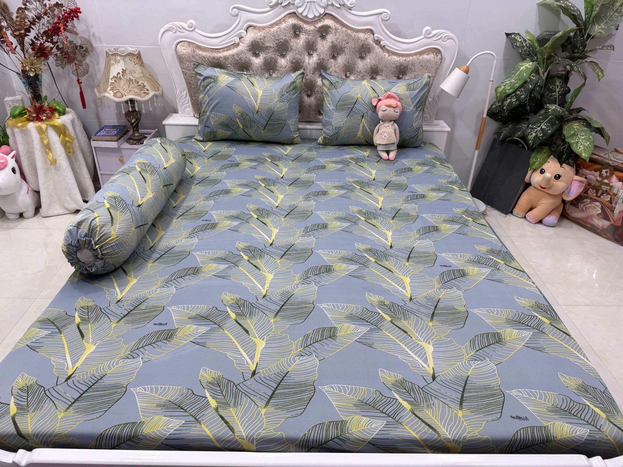 Bộ 4 ga/drap trải giường áo gối thun lạnh hàn quốc