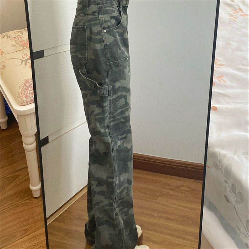 Quần Đi Làm Denim Rằn Ri Hiphop Cổ Điển Kiểu Mỹ Quần Ống Rộng Rộng Rãi Hiphop Đường Phố Mùa Hè Nam Nữ Quần Thường Ngày