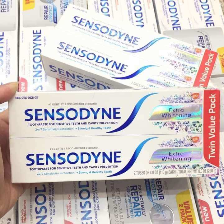 ( date 5/24 ) Kem đánh răng Sensodyne Mỹ trắng răng, chống ê buốt ( 1 cặp 2 tuýp 2 * 113g )