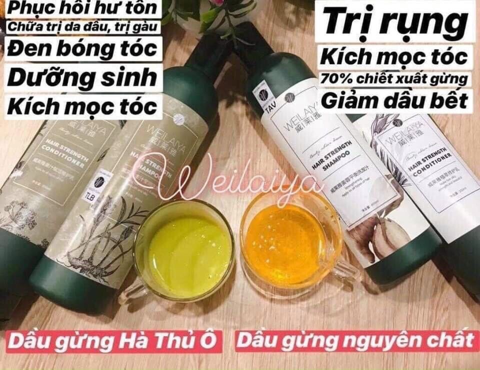 Cặp Gội- Xả Tinh chất Gừng WEILAIYA (Tặng kèm set mini)