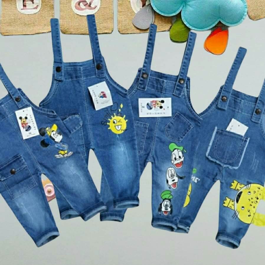 Yếm jean dài cho bé trái /gái chất co giãn