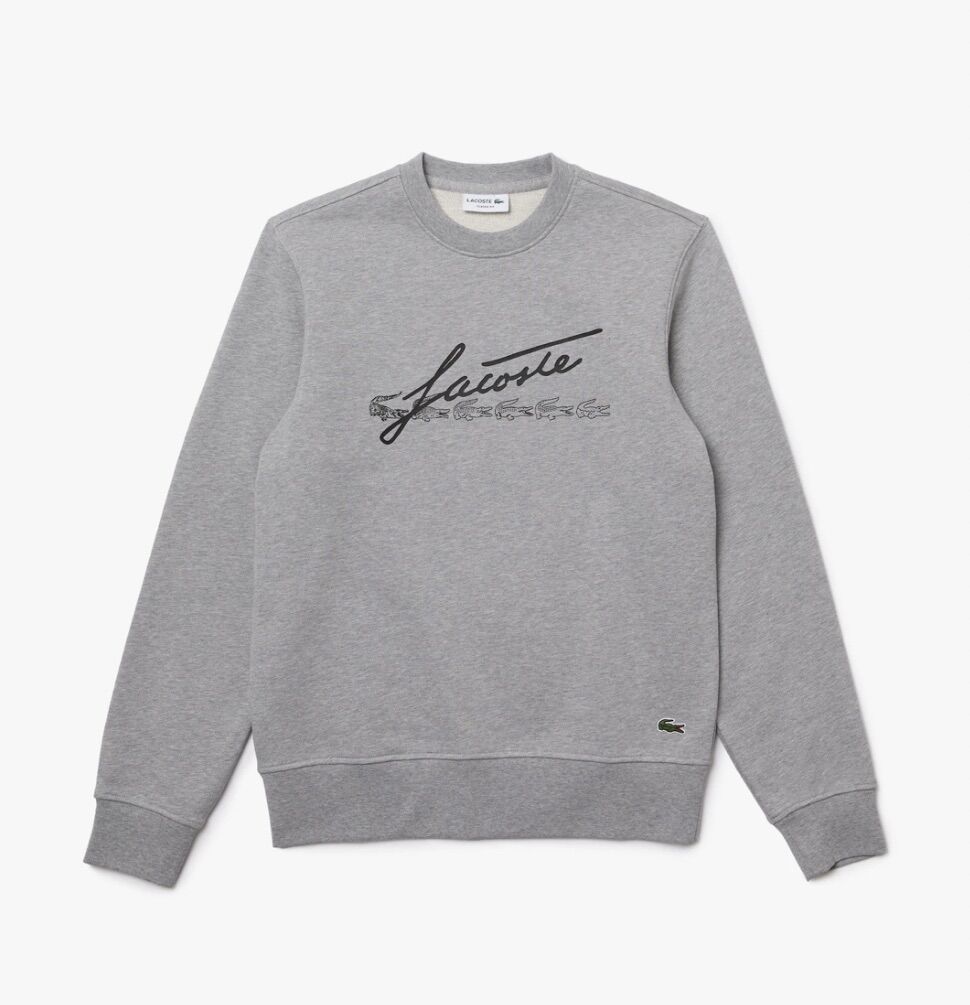 Áo nỉ Lacoste Nam Signature Print Crew Neck Cotton Fleece