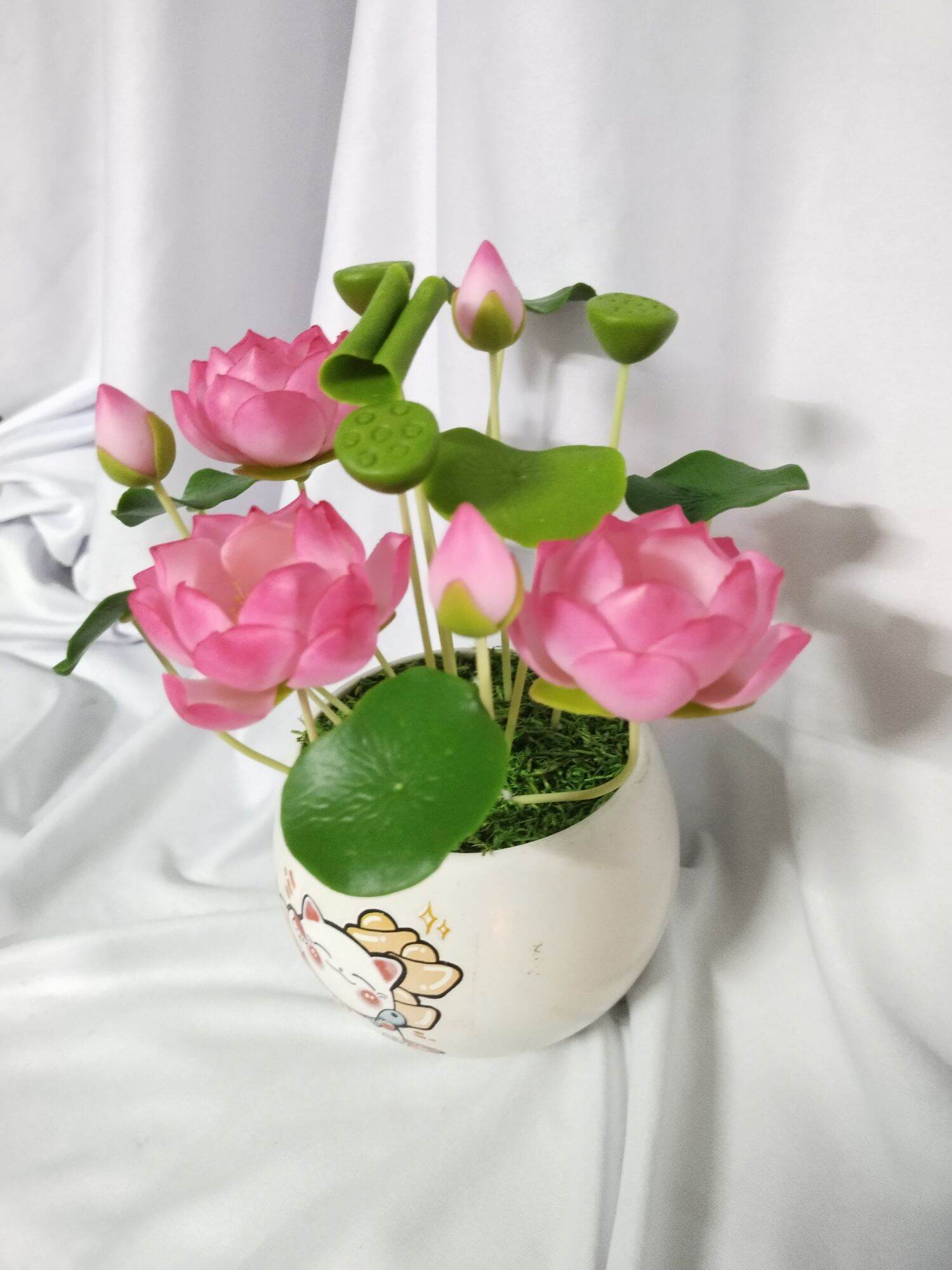 Chậu hoa sen đất sét mini