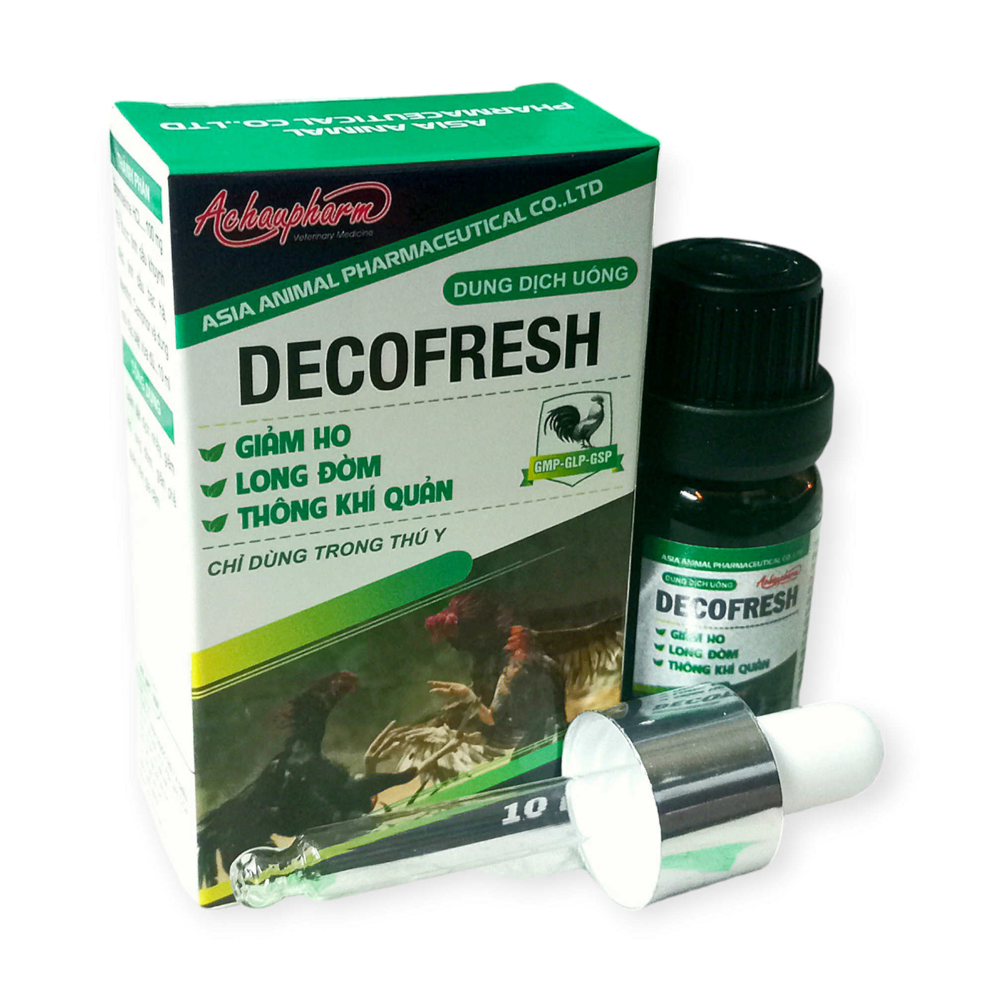 [Có kèm ống nhỏ] DECOFRESH Lọ 10ml Dung Dịch Nhỏ Uống Cho Gà Đá, Chim Cảnh Giảm Ho, Long Đờm, Thông Khí Quản