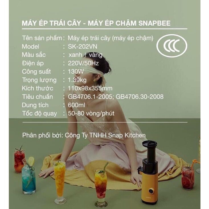 Máy Ép Chậm SNAPBEE SK-202-US