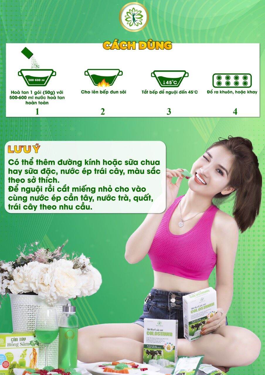 Bột thạch sữa non Lan Chi ( 1hộp 100g 2 gói) ( Bột rau cáu) : tôtt hệ tiê u hó a