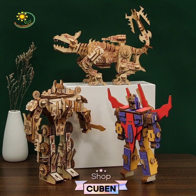 Đồ chơi lắp ráp 3D gỗ- Mô hình Robot Khủng Long Ravage-Cắt laser