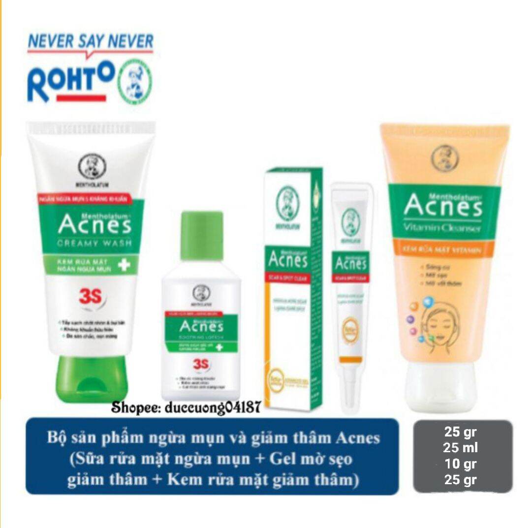 Bộ 4 sản phẩm Acnes ngăn ngừa mụn và sáng thâm mờ sẹo