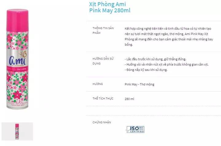Nước hoa xịt phòng Ami đủ hương 280ml