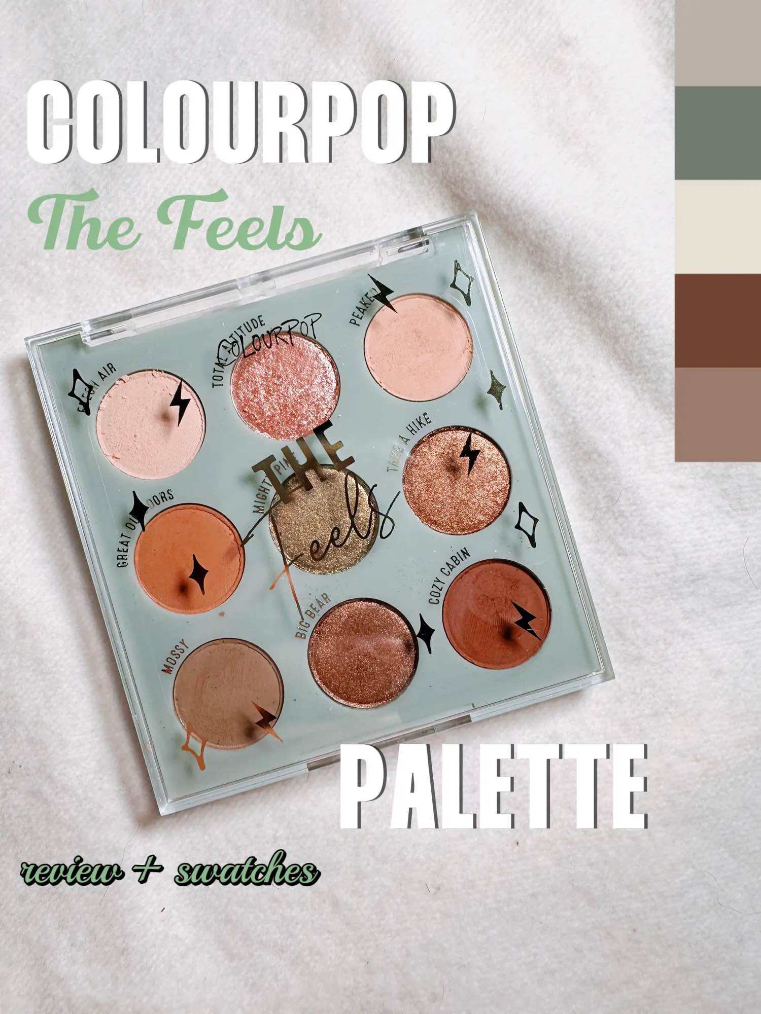 Bảng màu mắt phấn mắt Colourpop the feels eyeshadow palette colourpop colorpop the feels siêu xinh tông nâu cam xanh ấm. 