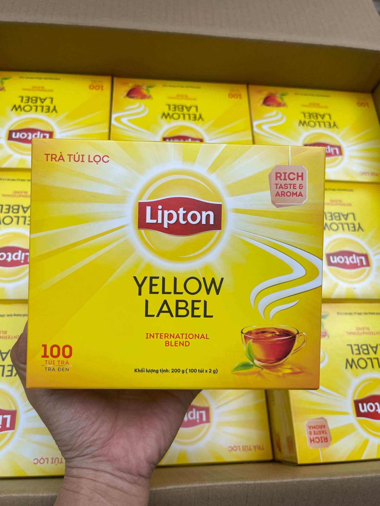 Trà lipton túi lọc nhãn vàng hộp 100 gói/2g