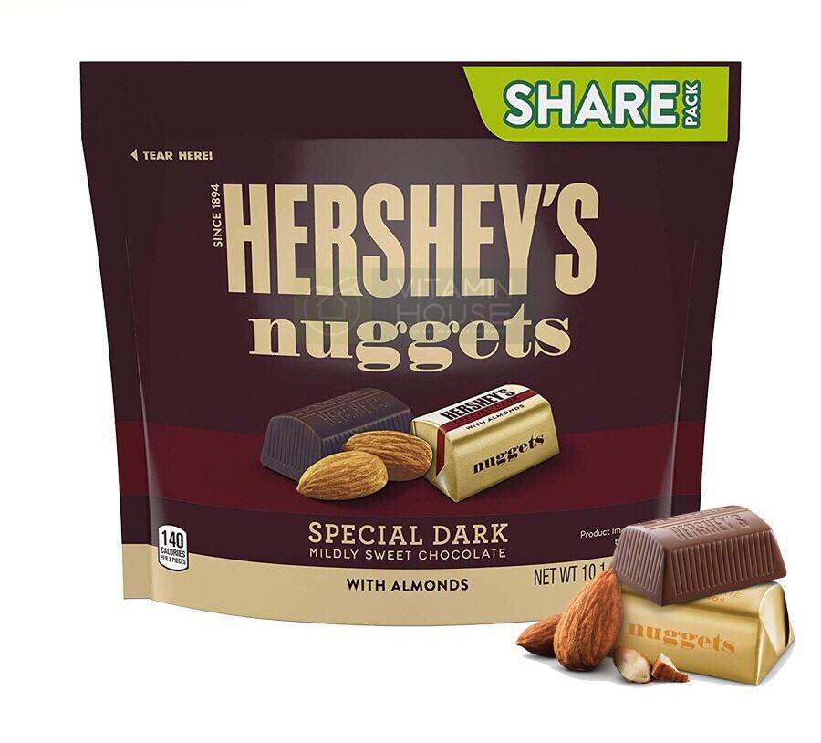 Socola đắng hạnh nhân Hershey's Nuggets Special Dark Mildly Sweet Chocolate With Almonds 286g Mỹ