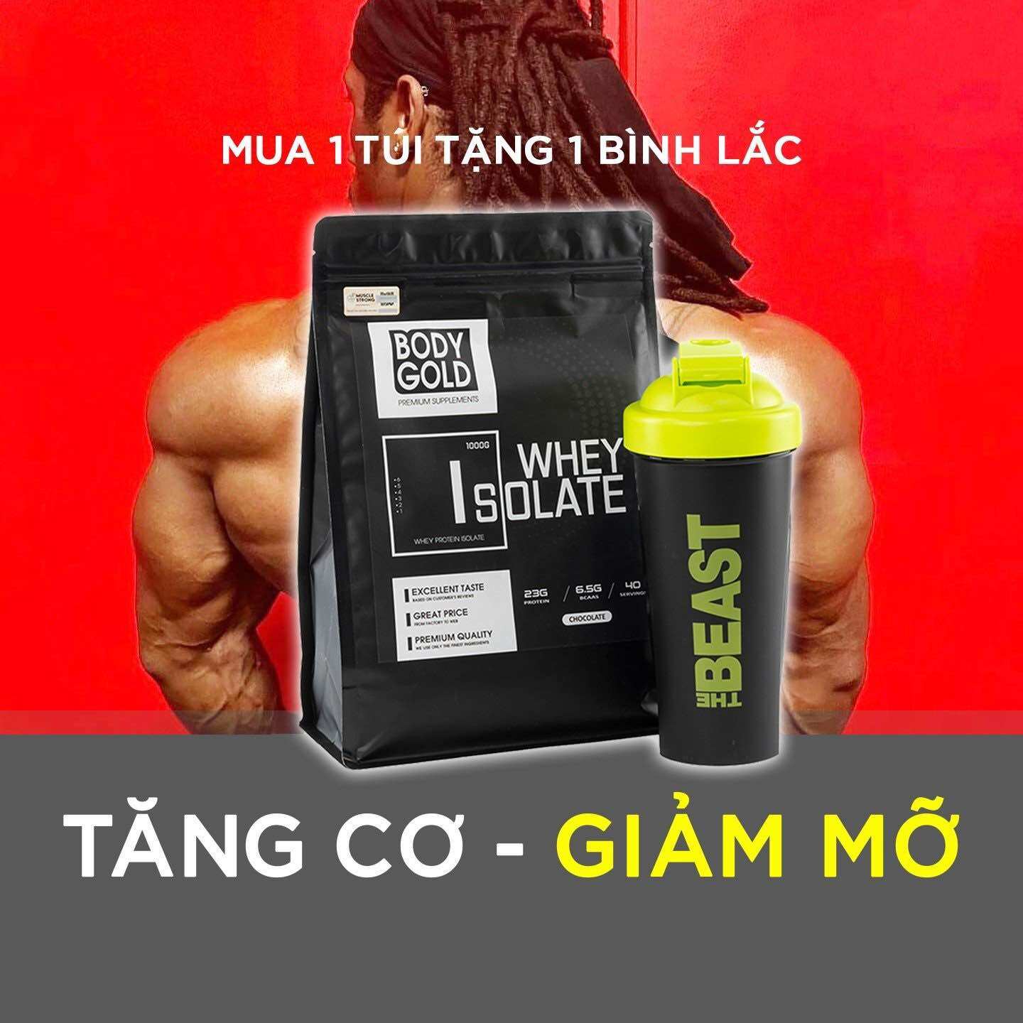 Sữa Tăng Cơ Giãm Mỡ Whey Protein Isolate + Tặng Quà Bình Lắc