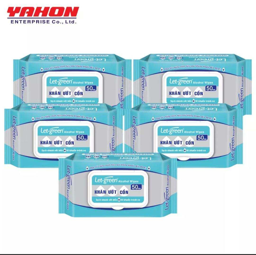 Khăn giấy ướt cồn Let - Green 50 miếng. Date mới. Hàng chính mới.