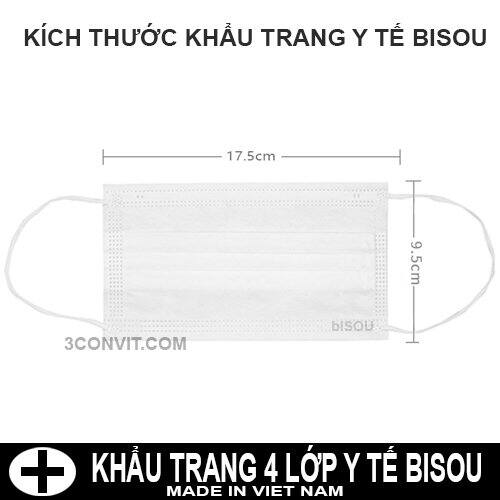 Hộp 50 khẩu trang y tế 4 lớp kháng khuẩn Bisou