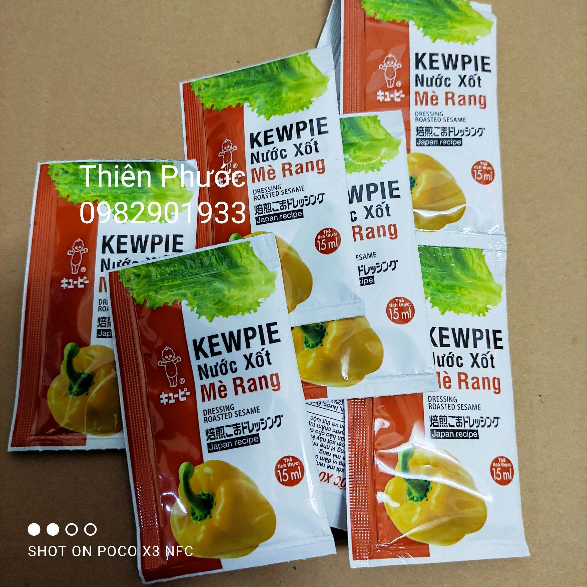 sốt mè rang Kewpie - lốc 10 gói loại 15ml ăn kèm rong nho rất ngon