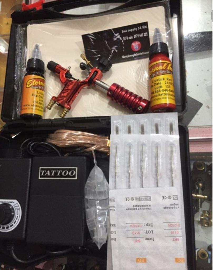 Combo 1 máy xăm rotary flydragon/ bộ màu đỏ