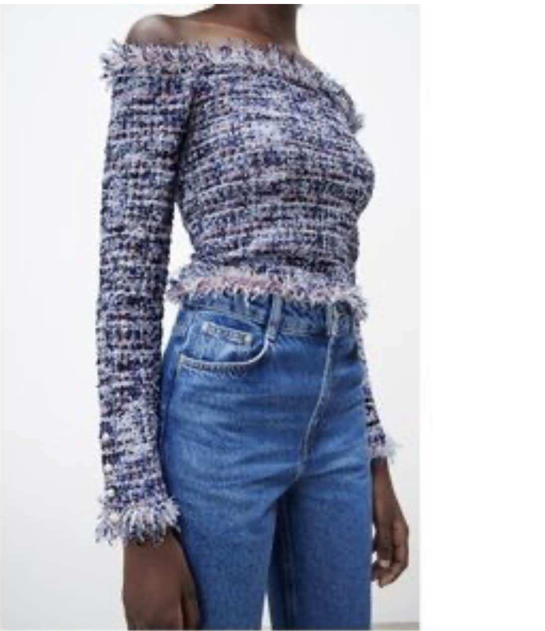 Áo croptop zara tweed auth, sz s