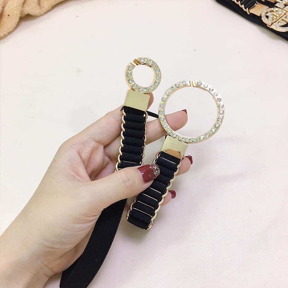 Đai váy tròn xếp li màu đen