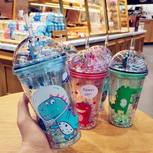 Bình Đựng Nước Khủng Long 3D Cute 500ml Cho Bé Chăm Uống Nước