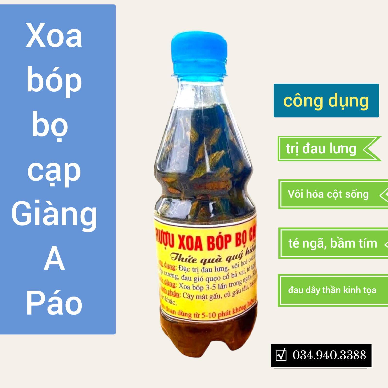 Thảo dược xoa bóp Bọ Cạp Sapa gia truyền của ông Giàng A Páo dùng cho đau nhức xương khớp, đau lưng