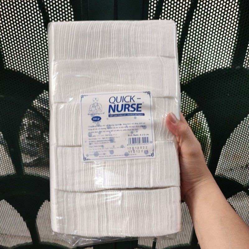 Bông gòn miếng cắt sẵn 6x6 QUICK NURSE 500g