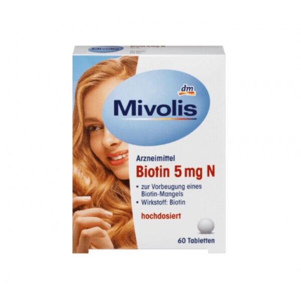 Viên uống chống rụng tóc, đẹp da, móng Biotin Mivolis, hộp 60v thumbnail