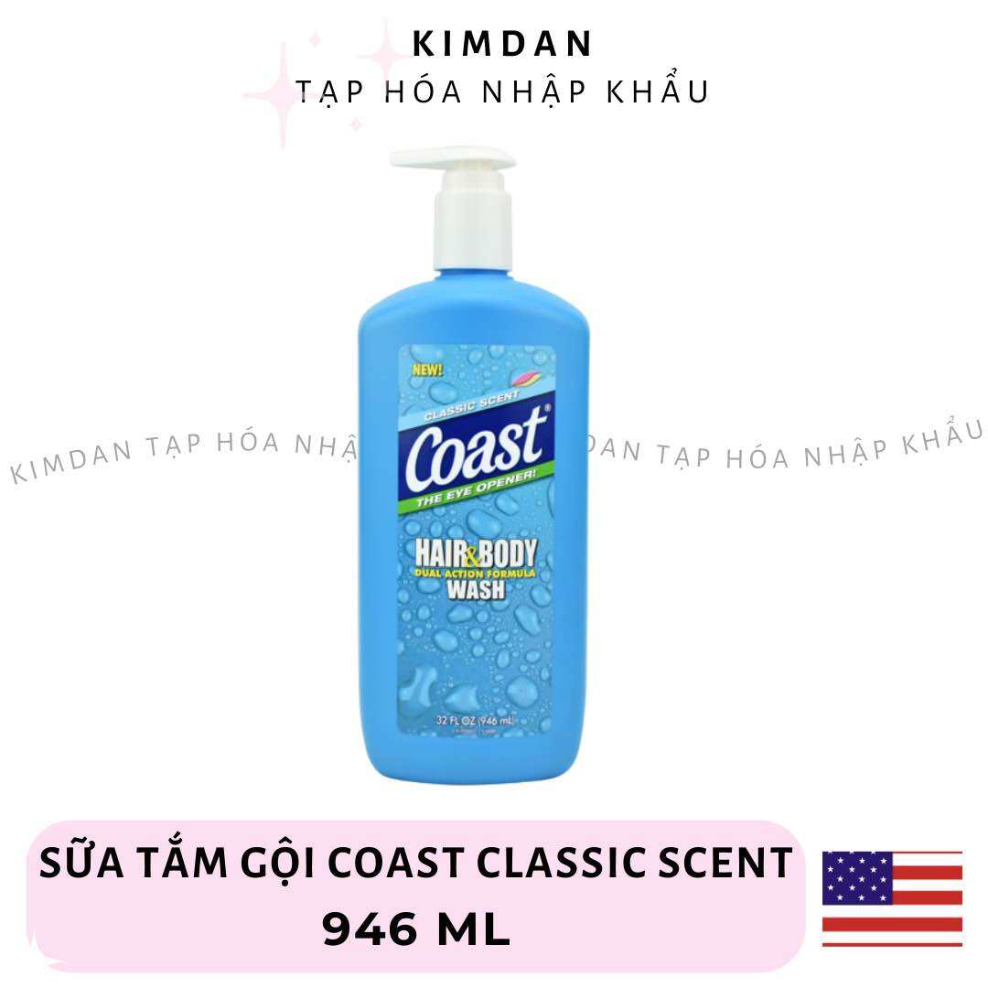 [HÀNG USA - CÓ VÒI] SỮA TẮM GỘI COAST CHO NAM 946ML NHẬP KHẨU MỸ