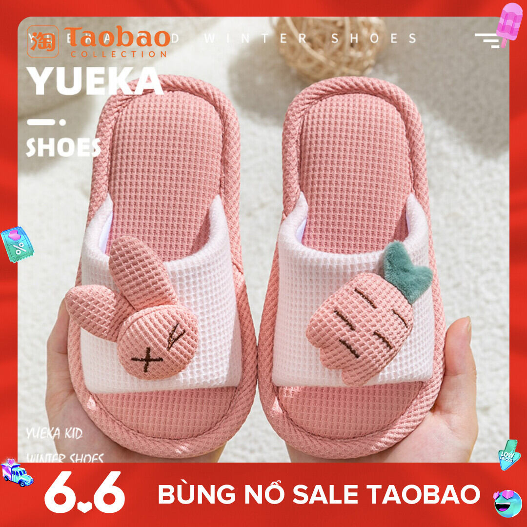 Dép lê trẻ em dép đi trong nhà chống trượt sàn nhà bé trai em bé gia đình trẻ em xuân thu bé gái bé gái trong nhà vải lanh