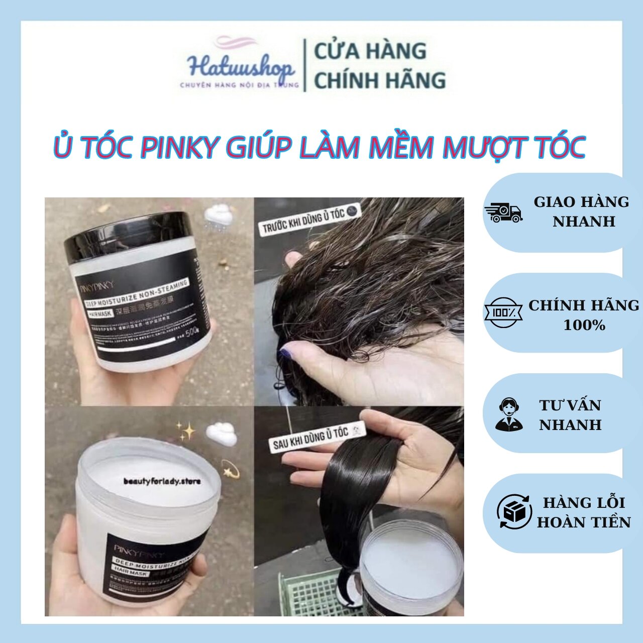 Ủ tóc làm mềm tóc siêu mượt pinky giúp phục hồi hư tổn tóc giúp tóc mềm mượt hơn