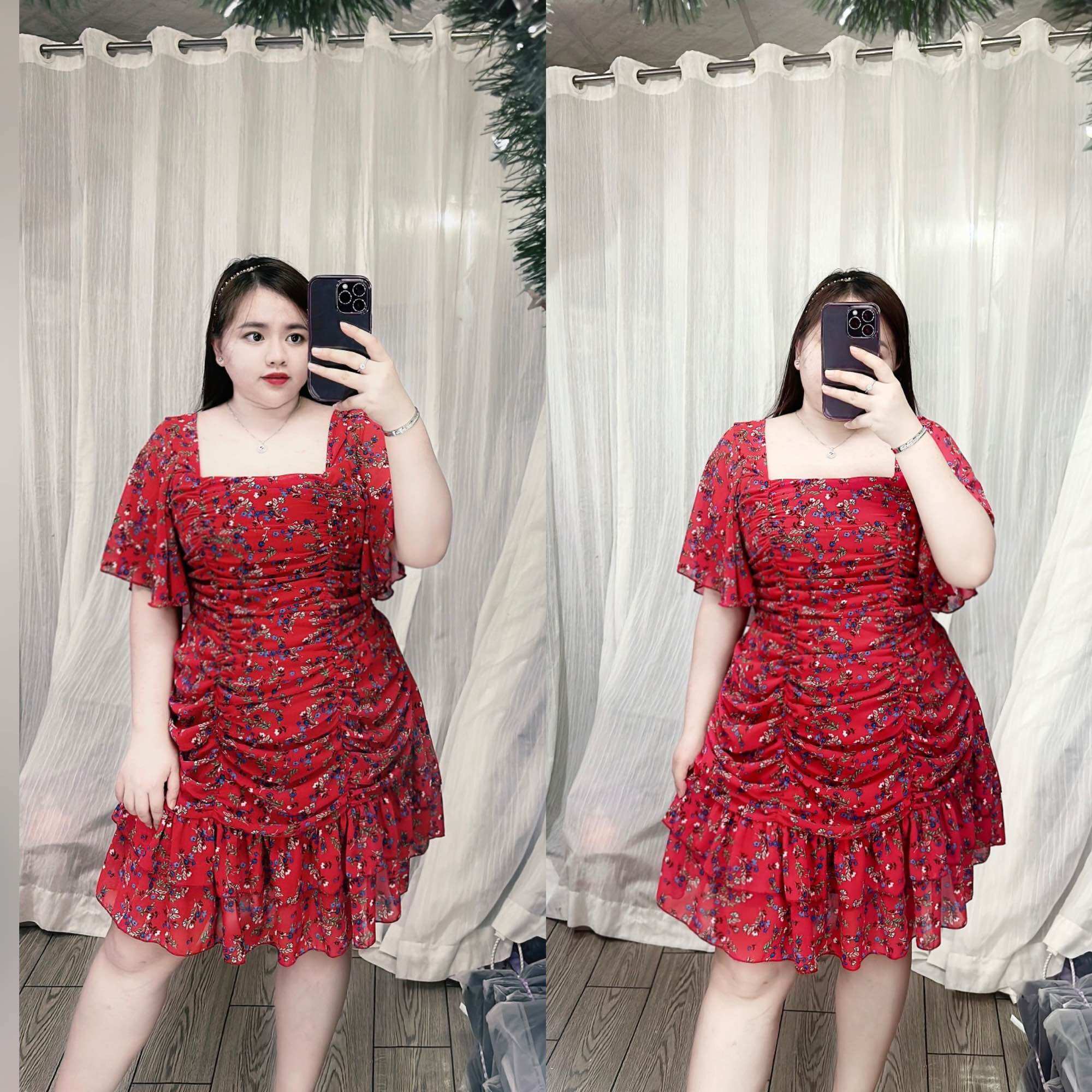 [Bigsize 60-85kg]Đầm nhún voan tay loe