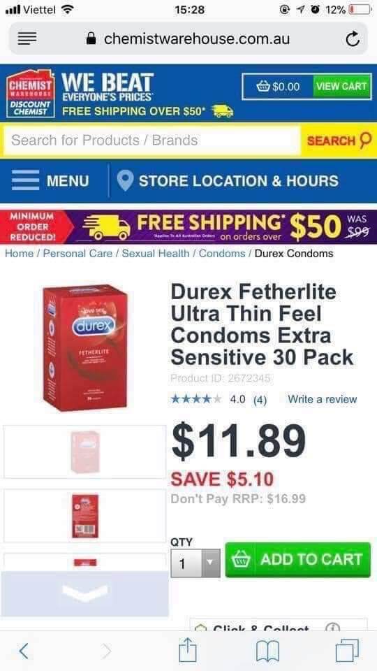 Hộp 30 cái durex chính hãng ÚC