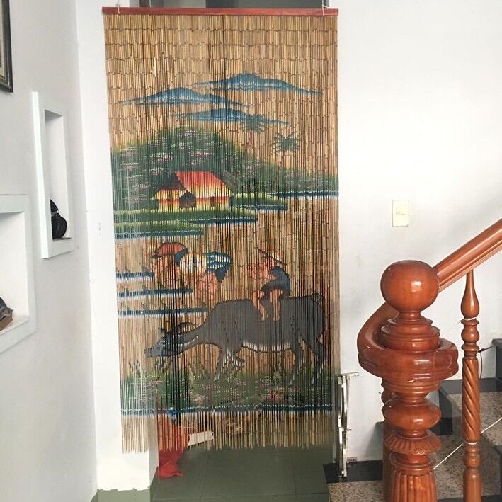 Màn rèm che ống trúc trang trí che  cửa đi đường luồng siêu đẹp