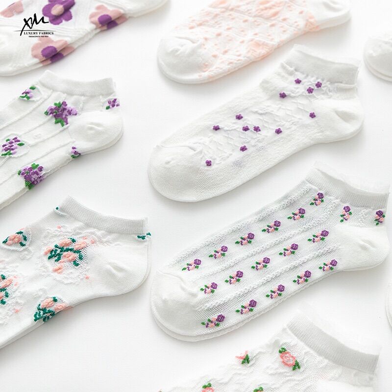 [HCM]Set 5 đôi vớ hoa nhí Lavender tím lịm