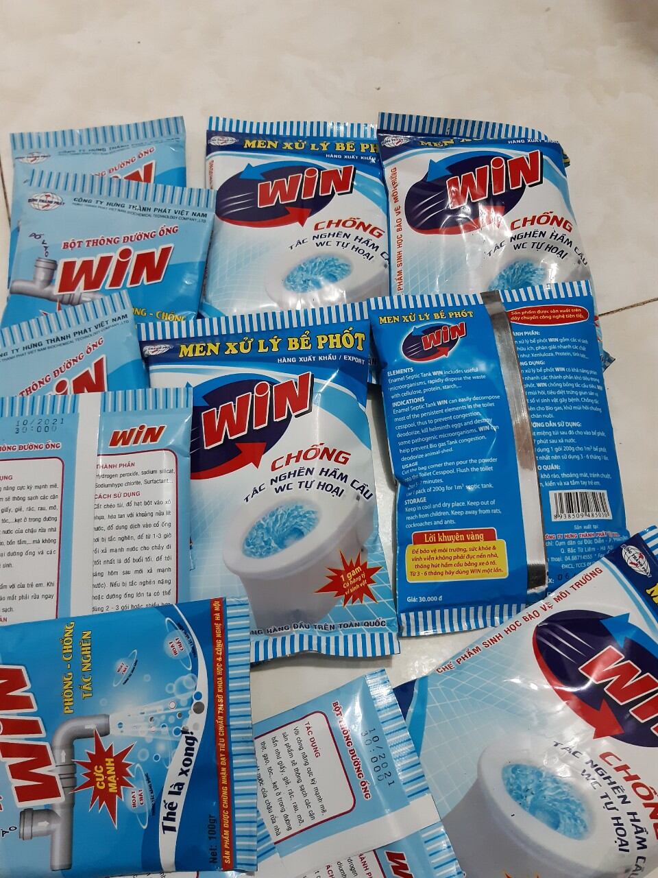 Men sử lý bể phốt và bột thông tắc đường ống WIN